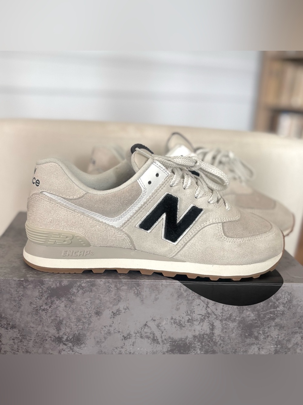 New Balance 574 Nimbus Cloud Off White Black Gum U574NWB Men’s 9 Women’s 10.5